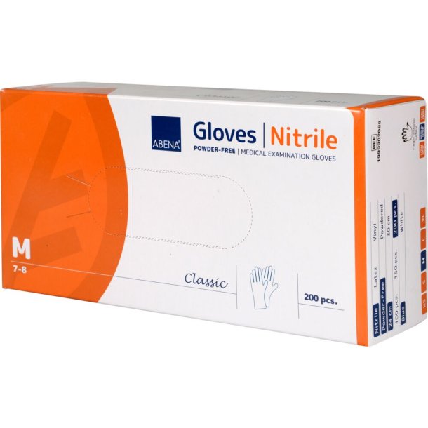 Abena Classic Engangshandsker i nitril, hvid, 200 stk.