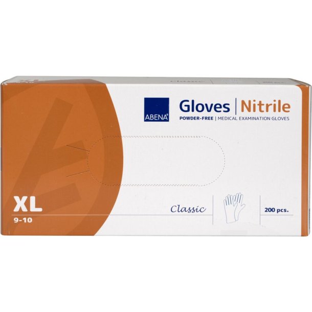 Abena Classic Engangshandsker i nitril, hvid, 200 stk.