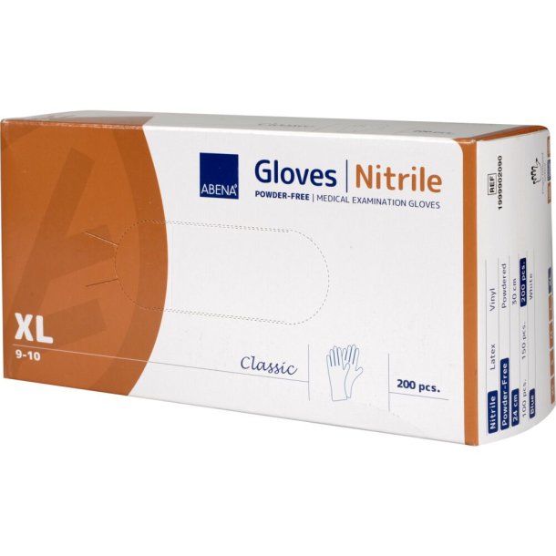Abena Classic Engangshandsker i nitril, hvid, 200 stk.