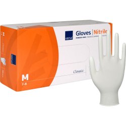 Abena Classic Engangshandsker i nitril, hvid, 200 stk.