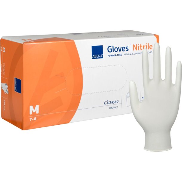 Abena Classic Engangshandsker i nitril, hvid, pudderfri
