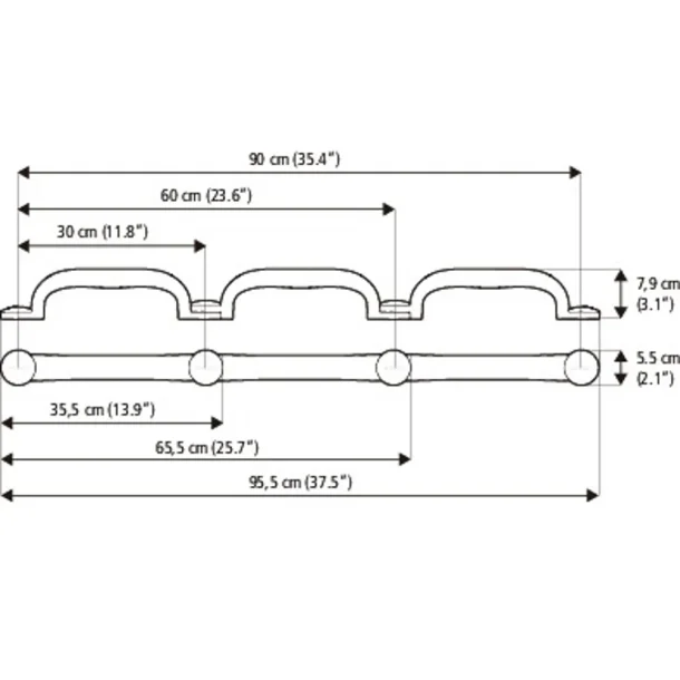 Etac Flex St�ttegreb 60 cm. Hvid - Skrue montering